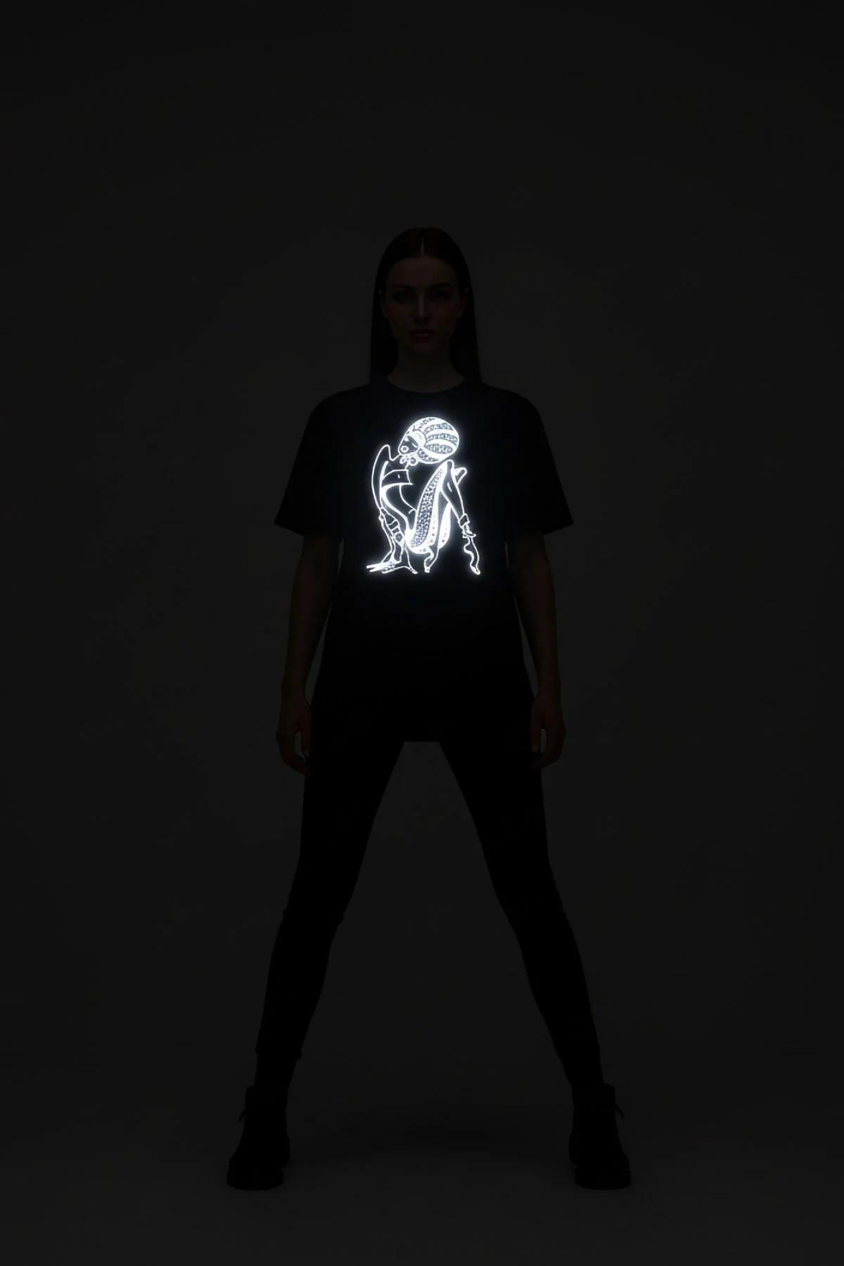 Custom reflective black tee with