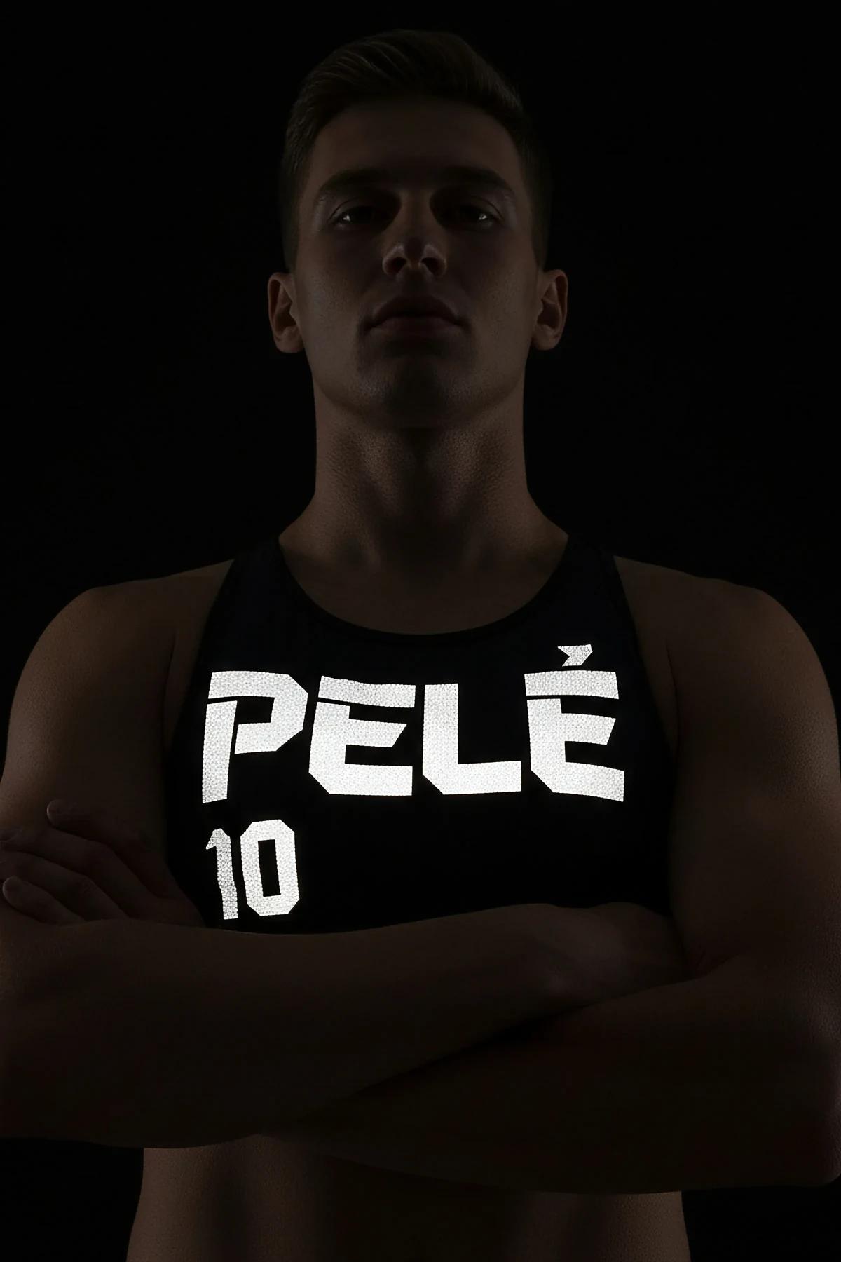 Reflective grey festival top with Pelé