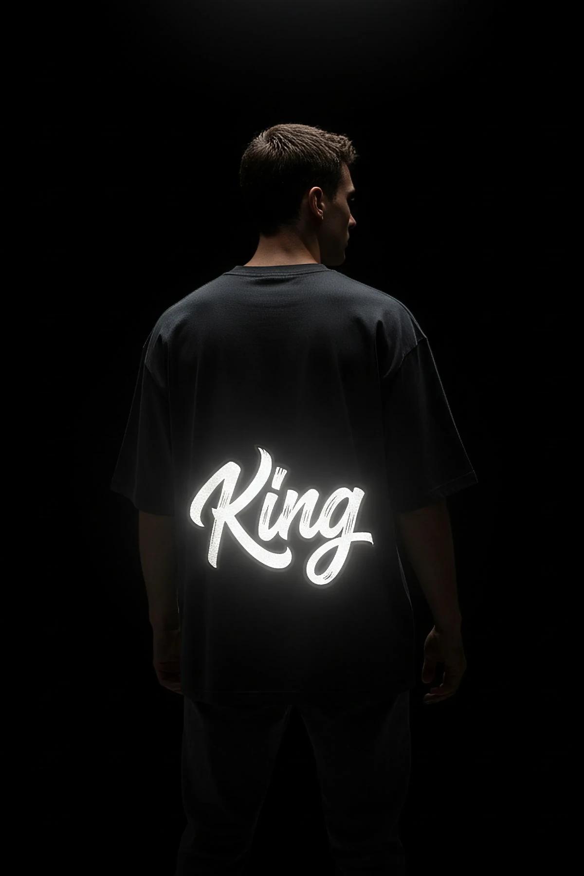 Erkek reflektörlü siyah oversize