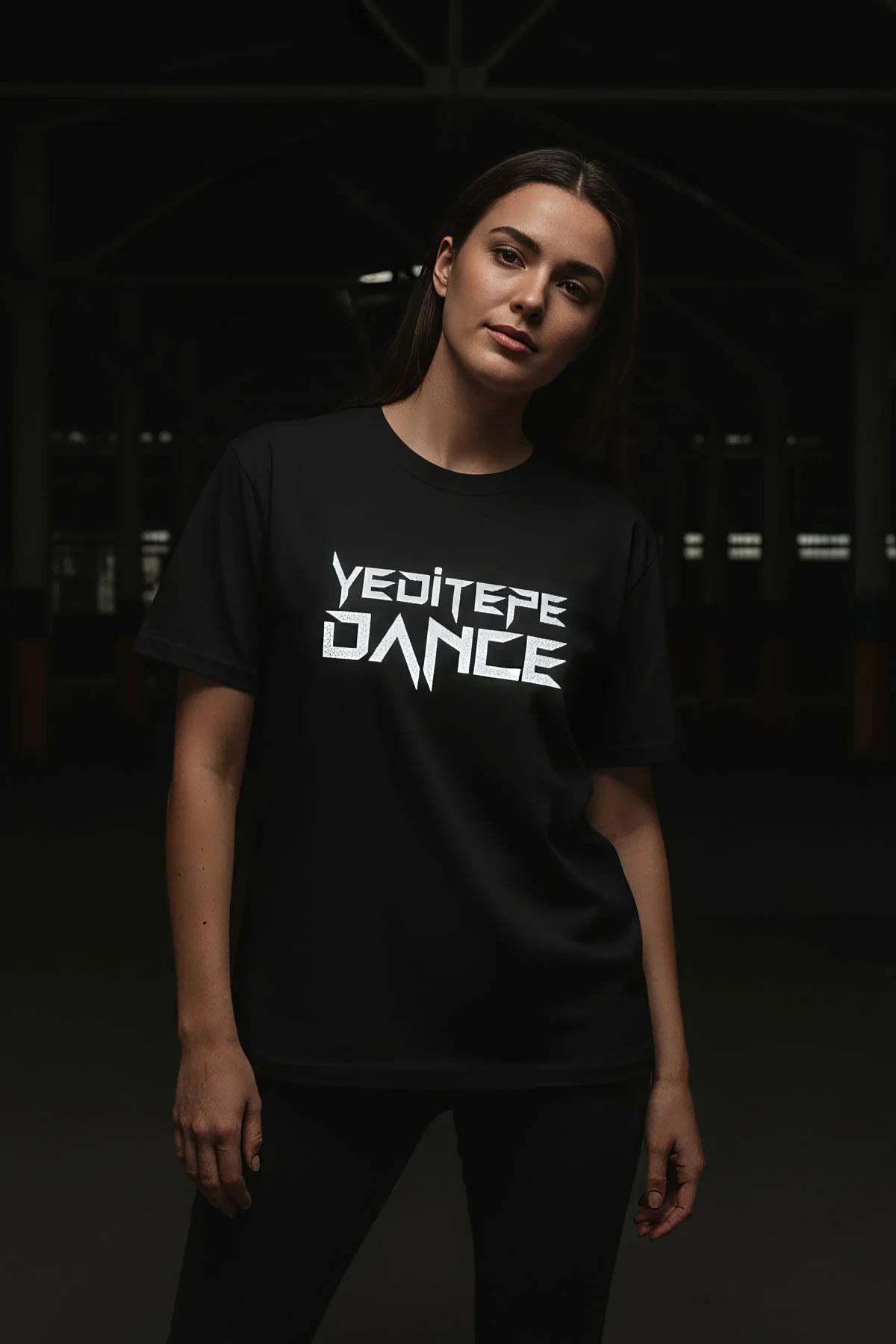 Reflective Graphic T-Shirt Black "Kültür Dance" Print