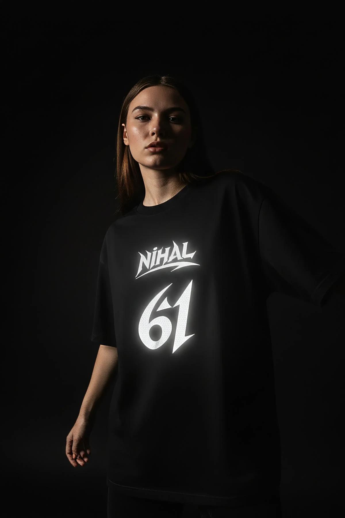Oversized Black Reflective Print Cotton T-Shirt men's streetwear graphic tee