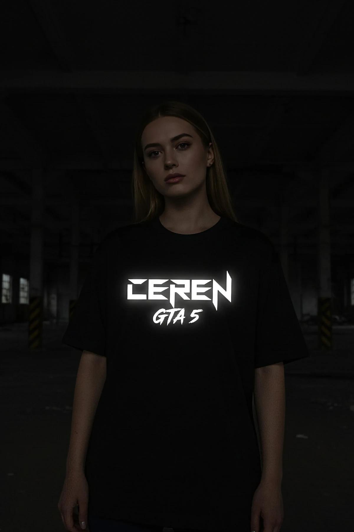 Women Wearing Ceren GTA 5 Tee Night Environment Glowing Effect