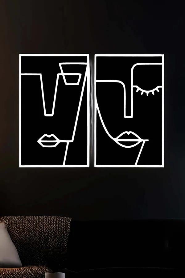 Abstract Line Art Face Duo Wall Decor