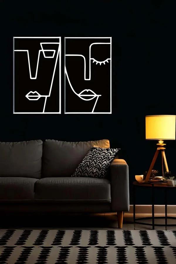 Abstract Line Art Face Duo Wall Decor