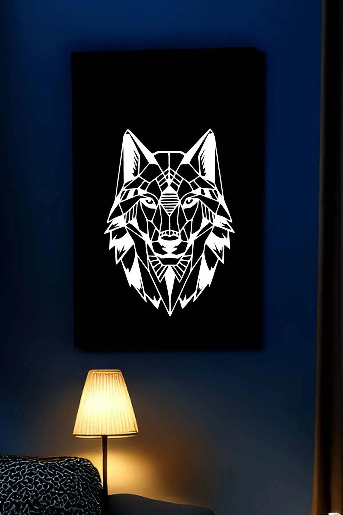 Reflective Geometric Wolf Canvas Art – Modern Wall Decor