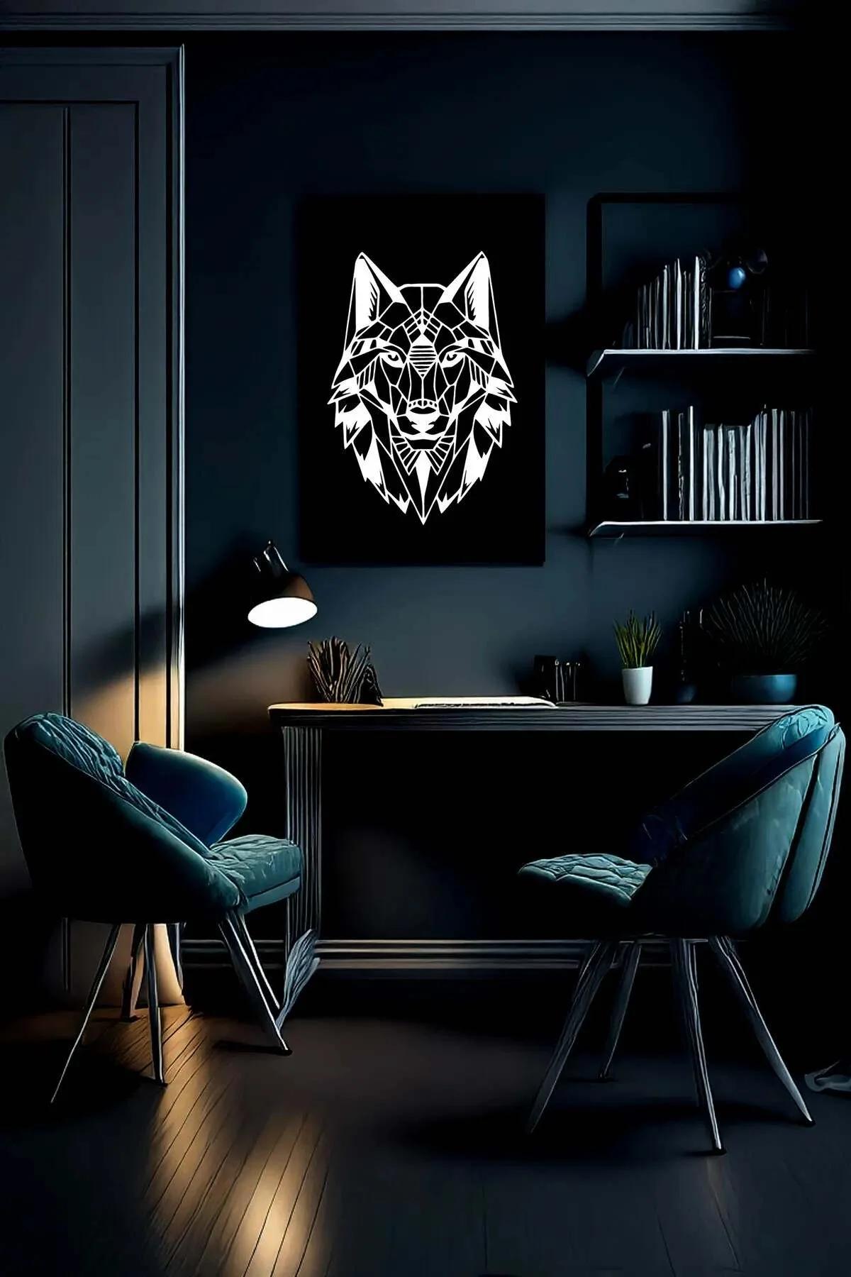 Reflective Geometric Wolf Canvas Art – Modern Wall Decor