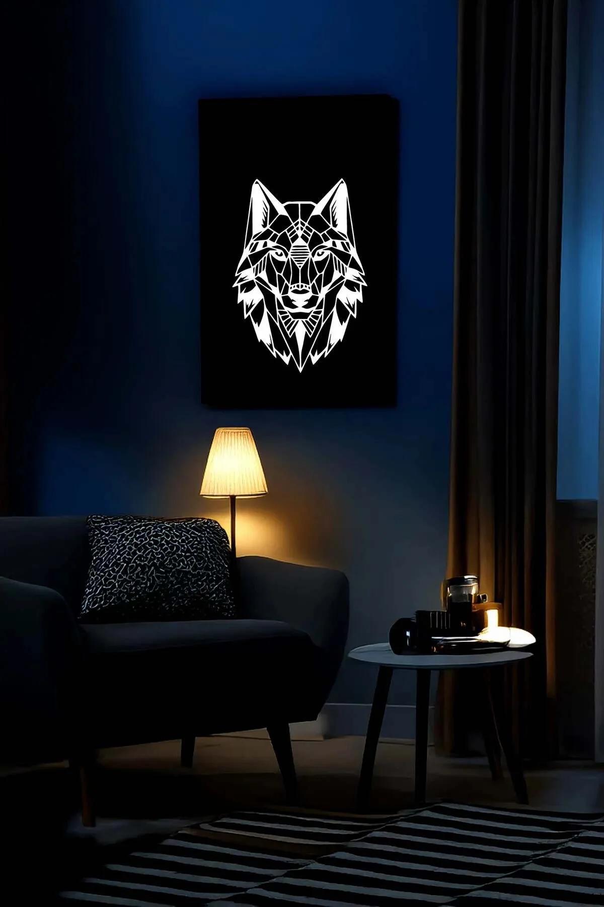 Reflective Geometric Wolf Canvas Art – Modern Wall Decor