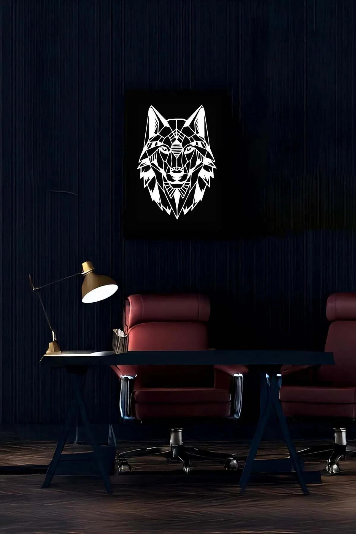 Reflective Geometric Wolf Canvas Art – Modern Wall Decor