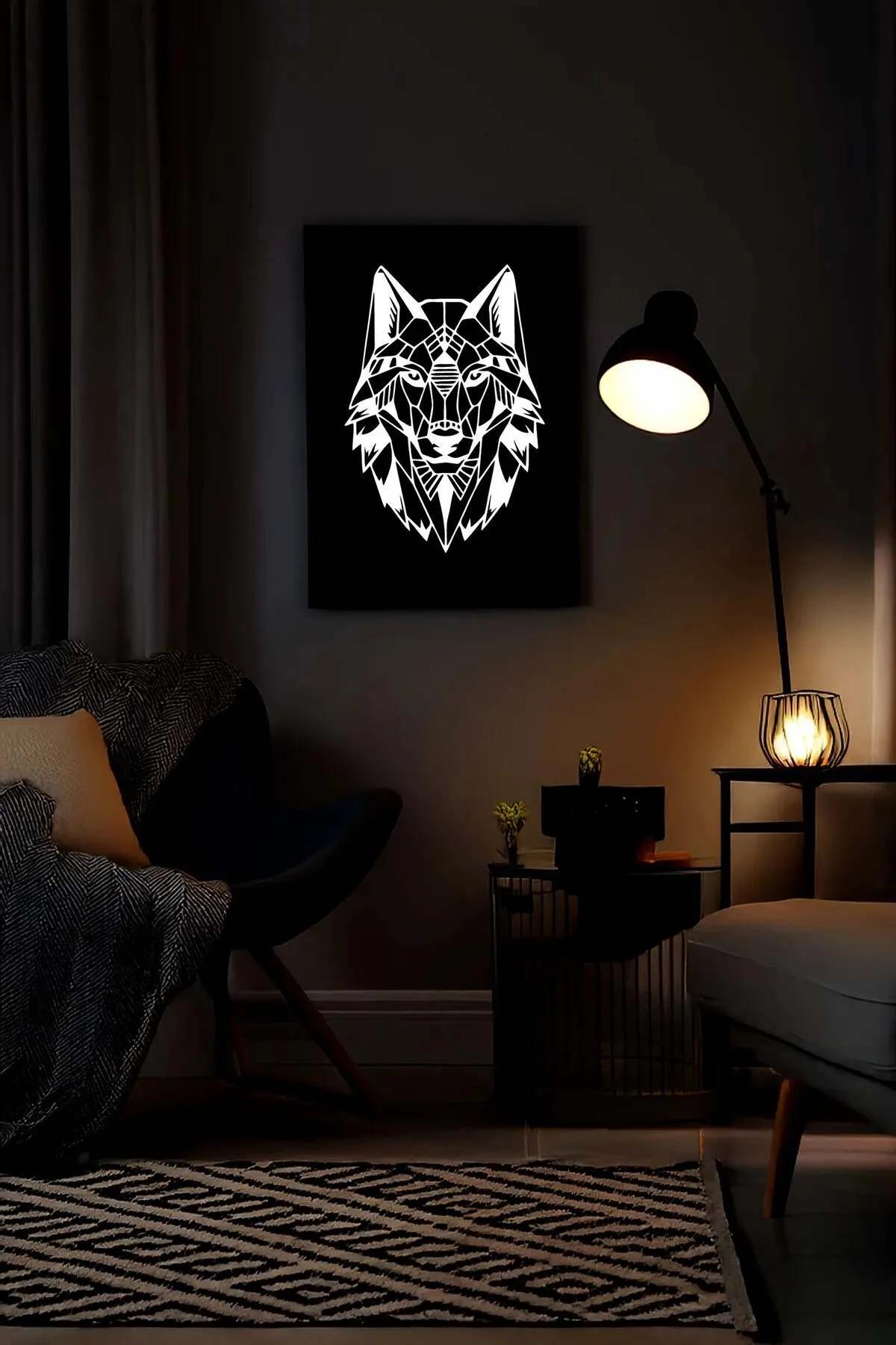 Reflective Geometric Wolf Canvas Art – Modern Wall Decor