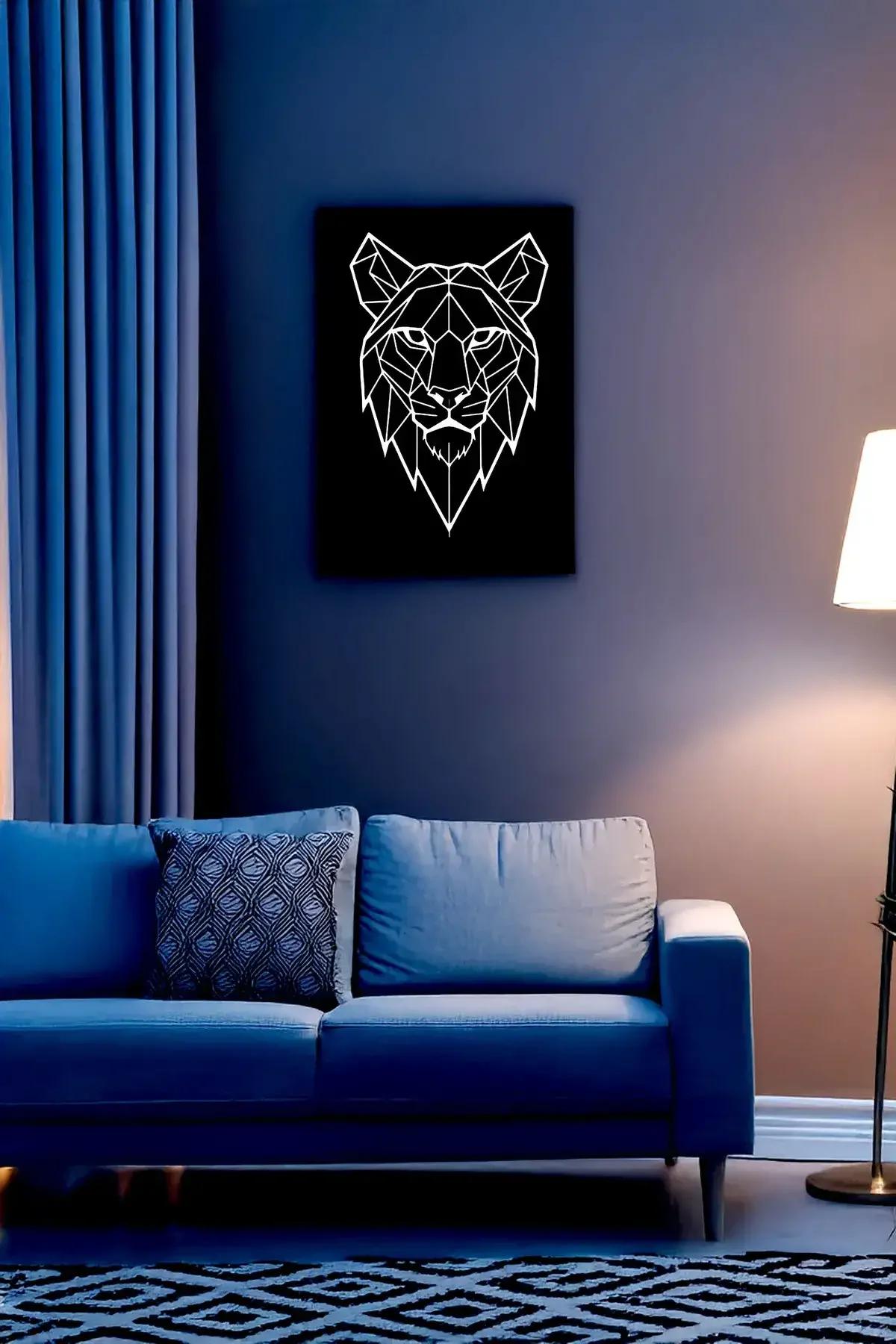 Geometric Lion Wall Art - Modern Reflective Metal Decor