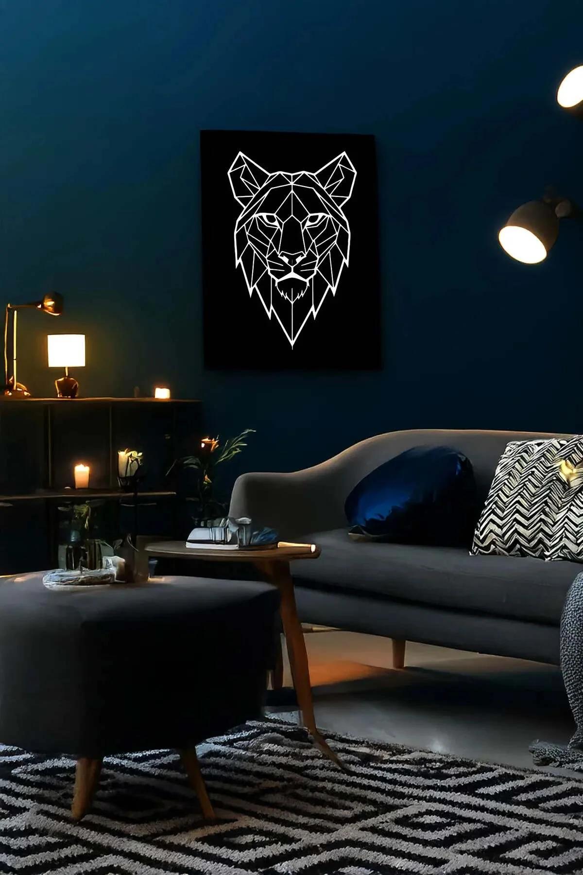 Geometric Lion Wall Art - Modern Reflective Metal Decor