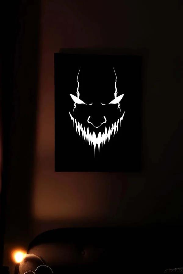 Reflective Monster Face Vegan Leather Wall Art
