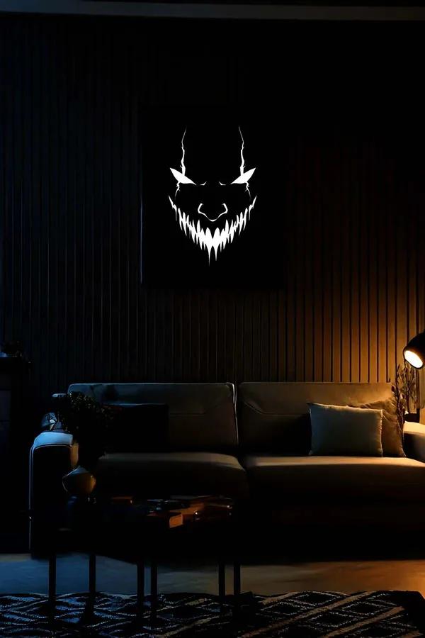 Reflective Monster Face Vegan Leather Wall Art