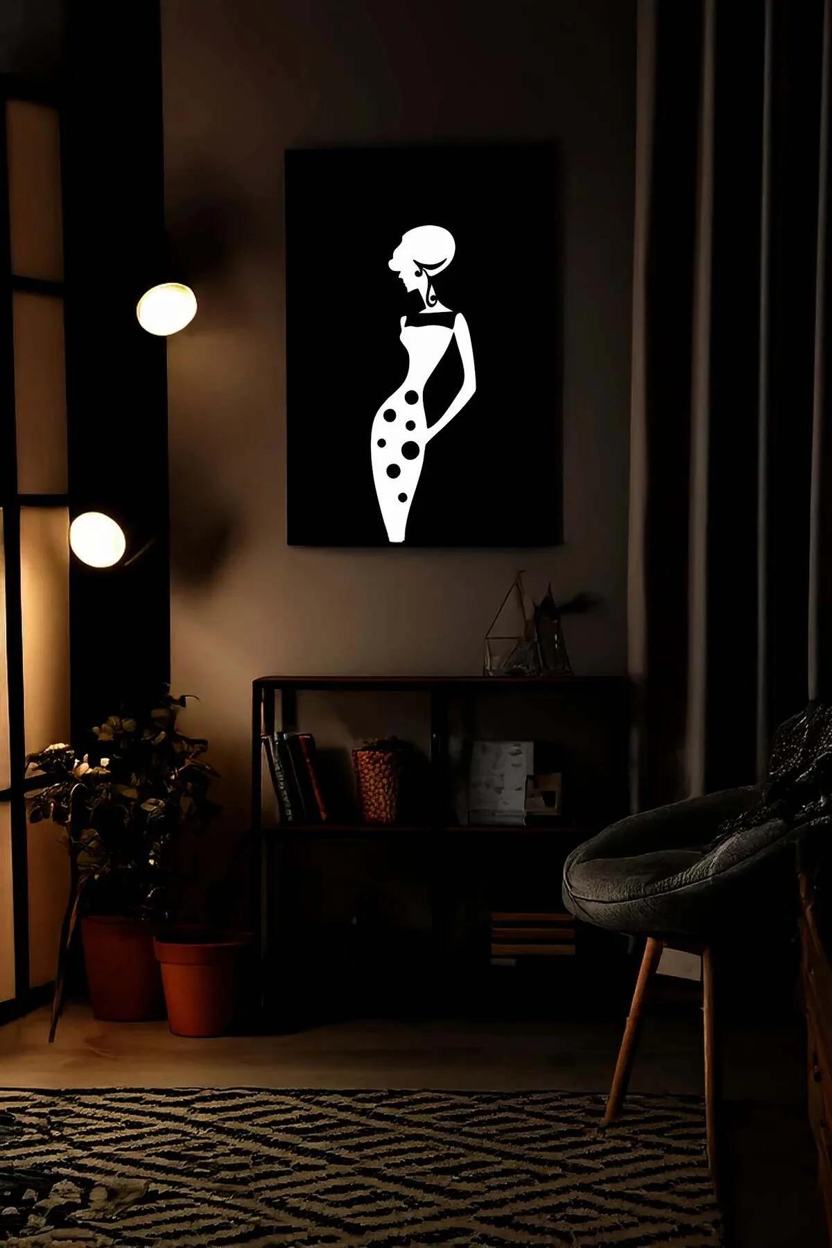 Reflective Wall Art: Polka Dot Woman Silhouette Canvas Print