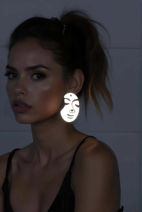 Reflective Abstract Face Drop Earrings