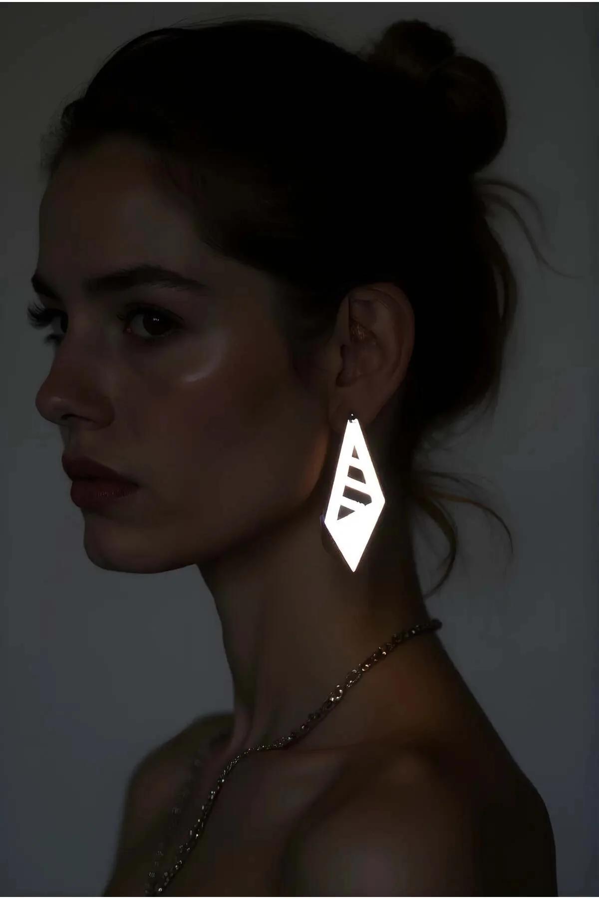Reflective Laser Cut Geometric Statement Earrings