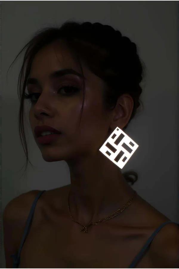 Reflective Geometric Statement Earrings