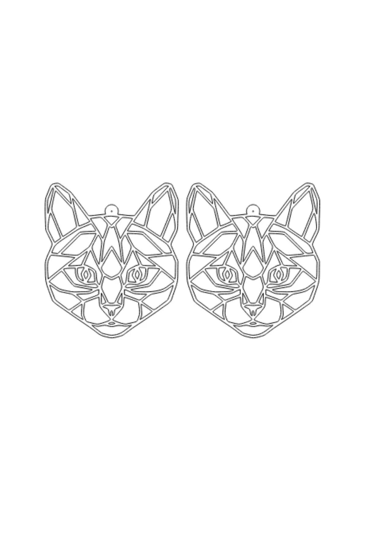 Reflective Cat Earrings | Geometric Iridescent Statement Jewelry