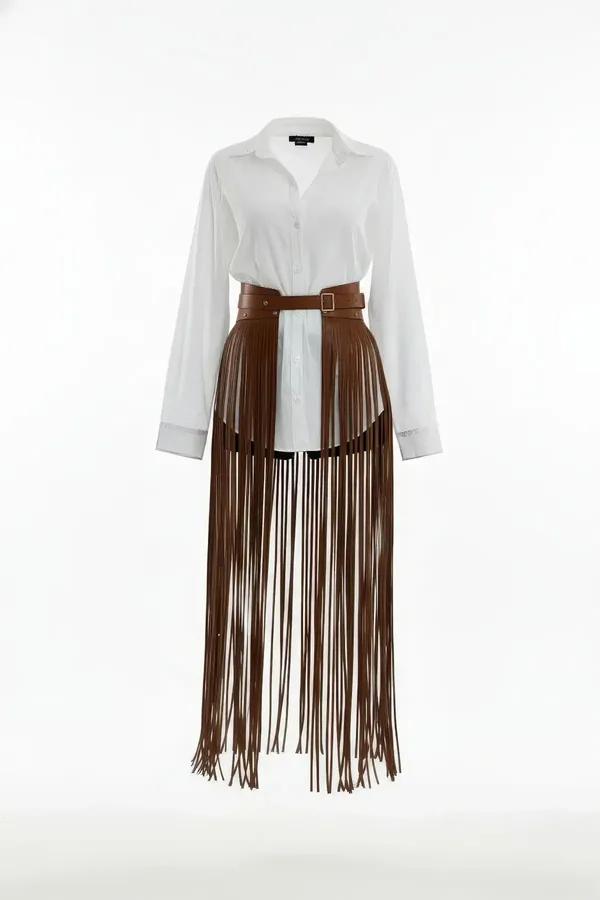 Fringe Overlay Belt with Adjustable Waistband
