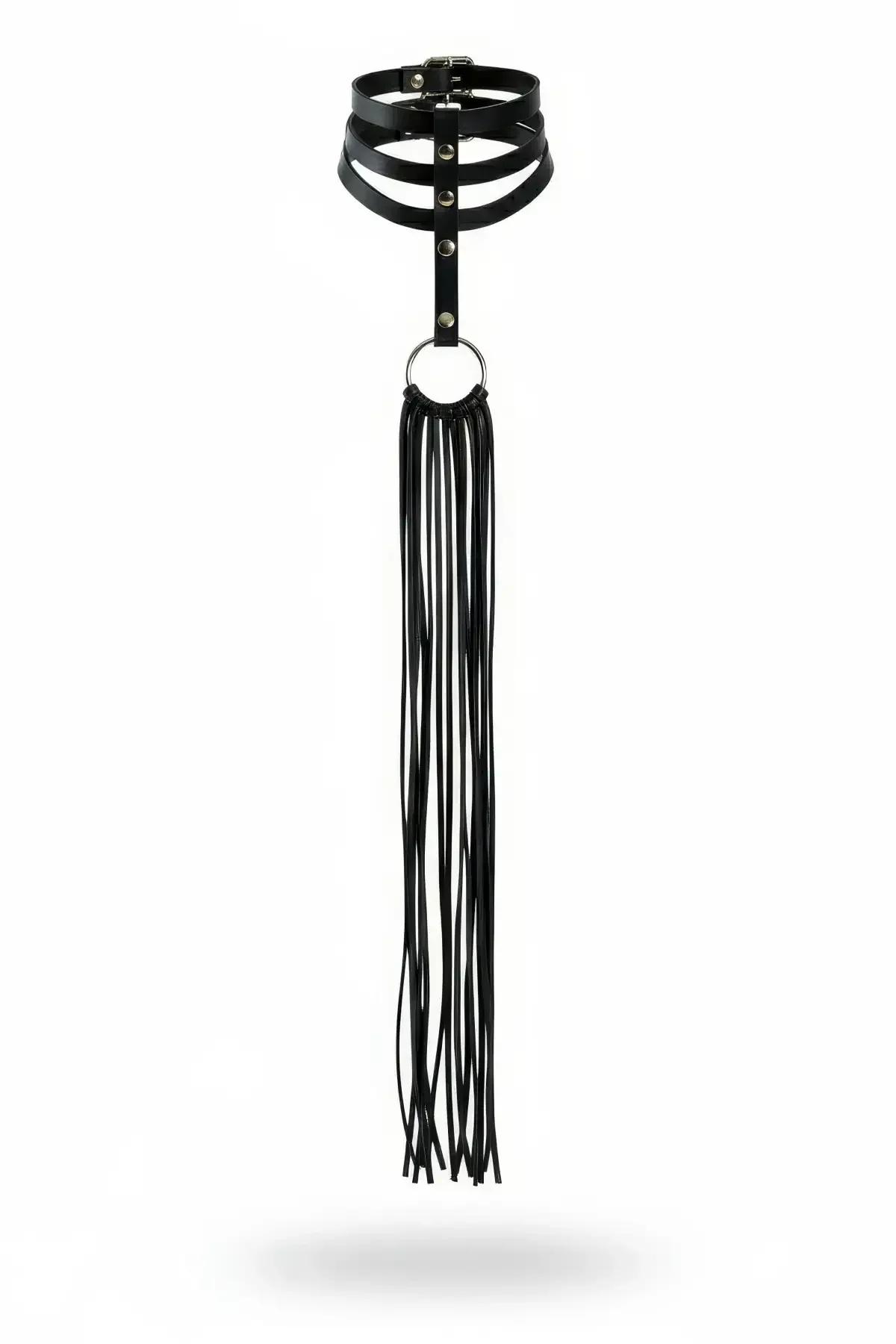 Faux Leather Choker with Fringed Tassel Detail