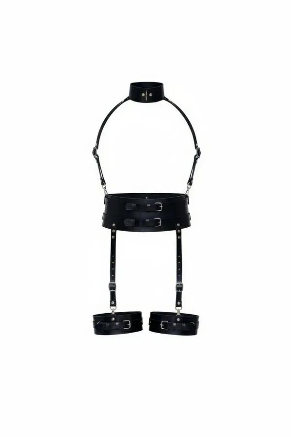 Full Body Harness with Wide Waist Belt and Collar