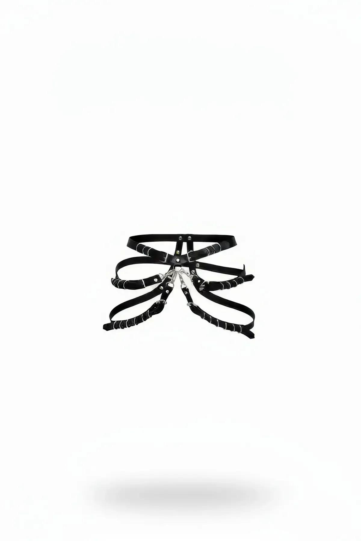Waist-to-Thigh Faux Leather Harness with Studded Straps