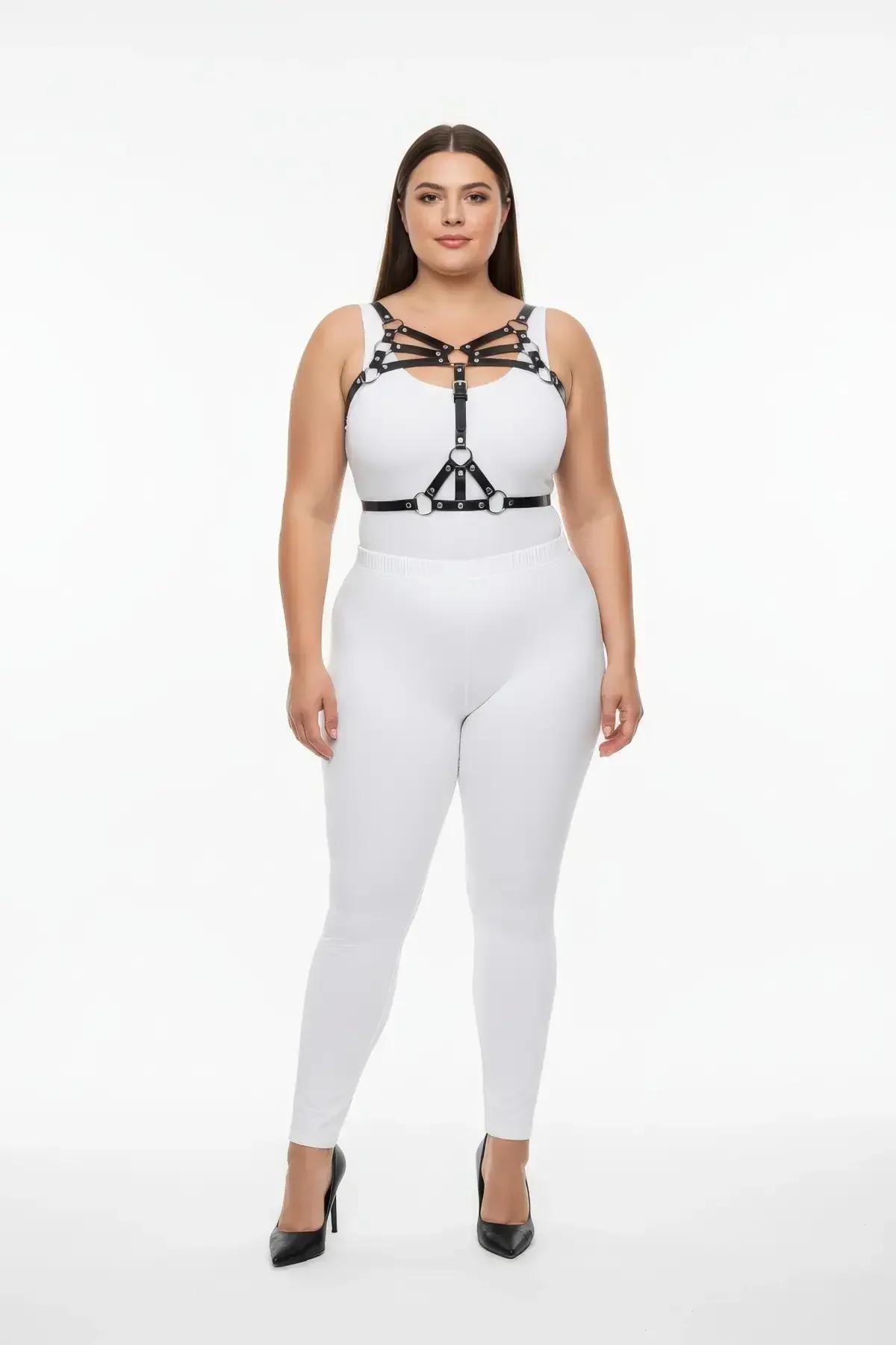 Black Strappy Body Harness with O-Ring Details