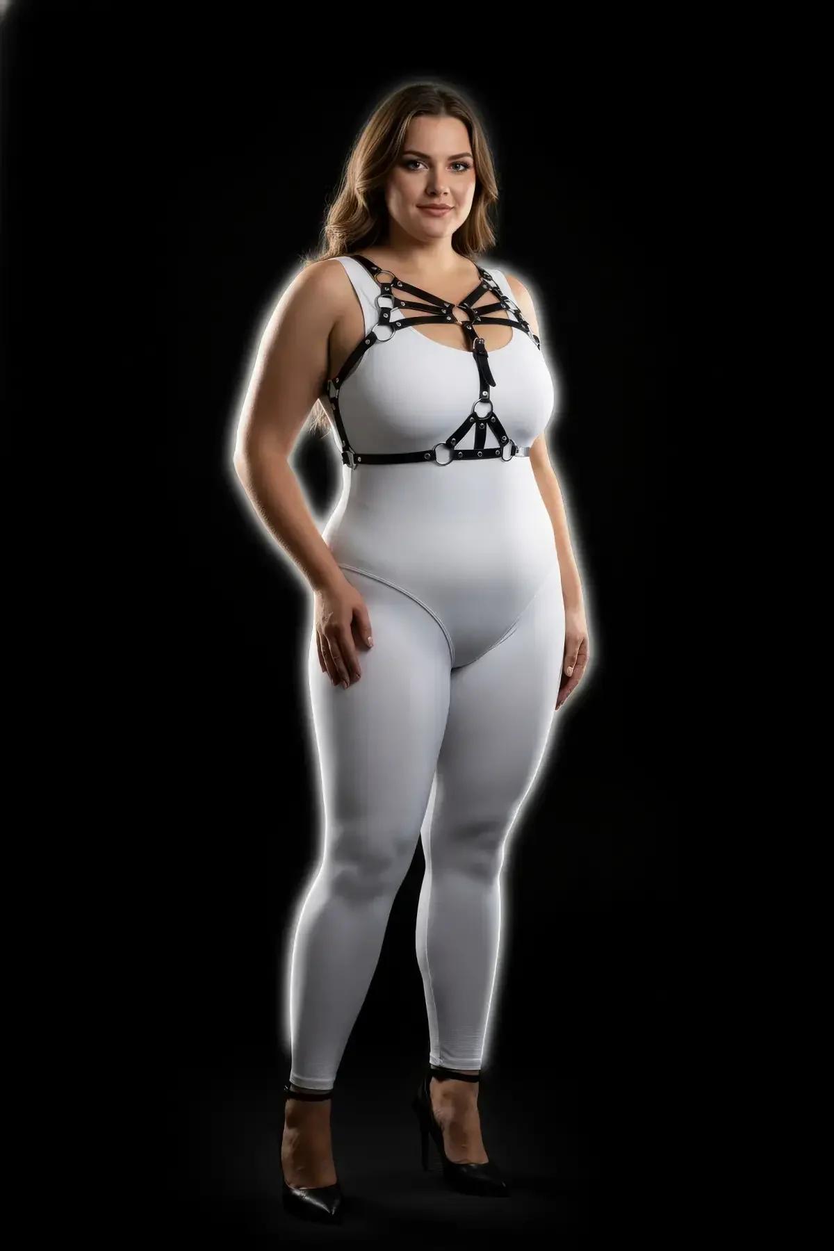 Black Strappy Body Harness with O-Ring Details