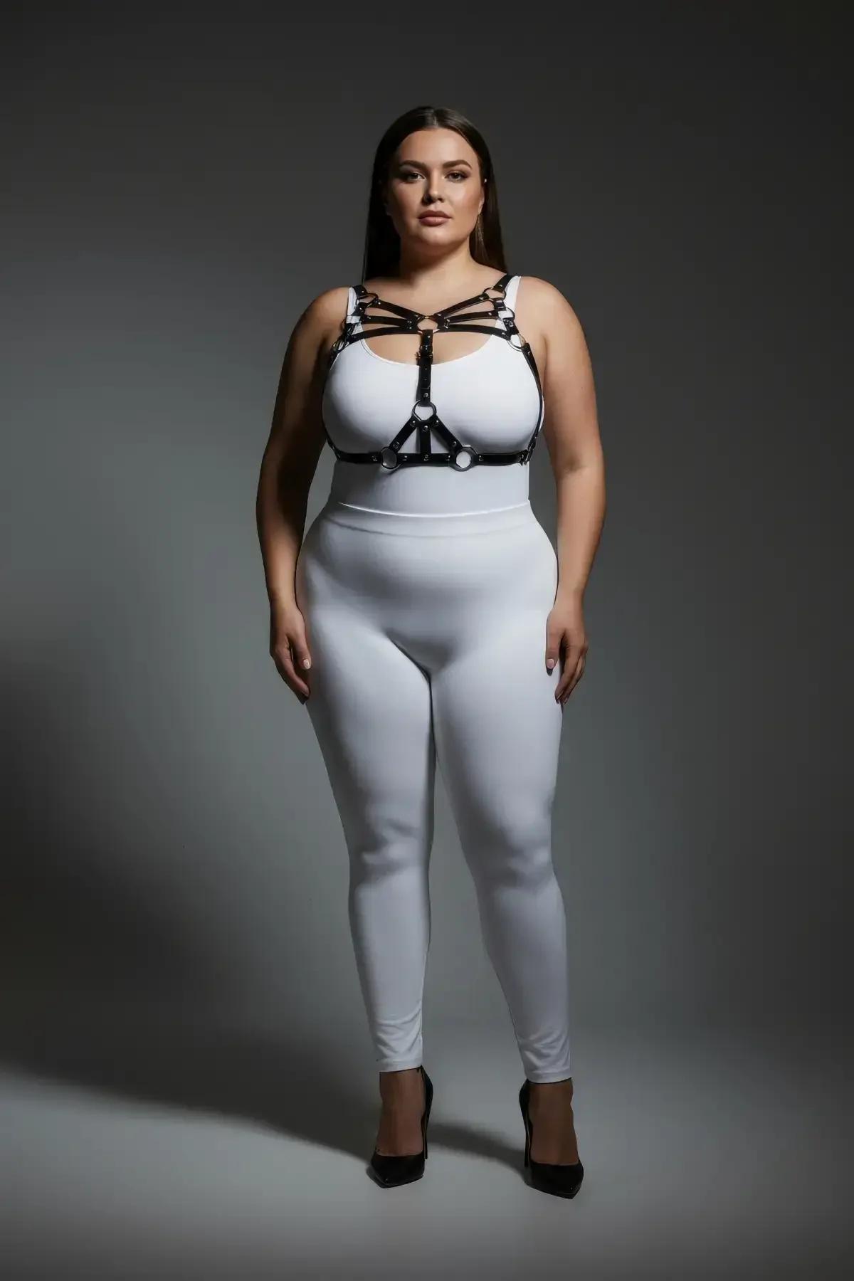 Black Strappy Body Harness with O-Ring Details