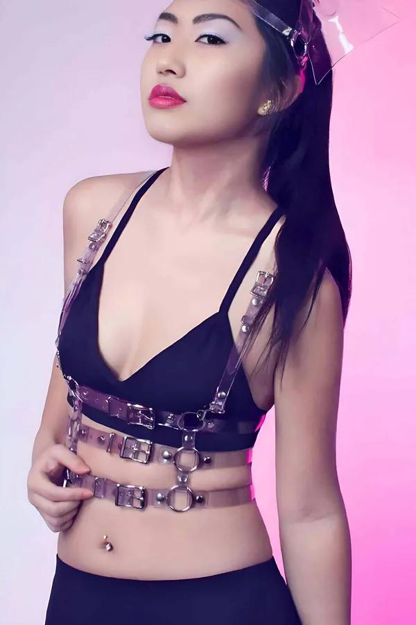 Transparent Body Harness, Adjustable PVC Fashion Straps