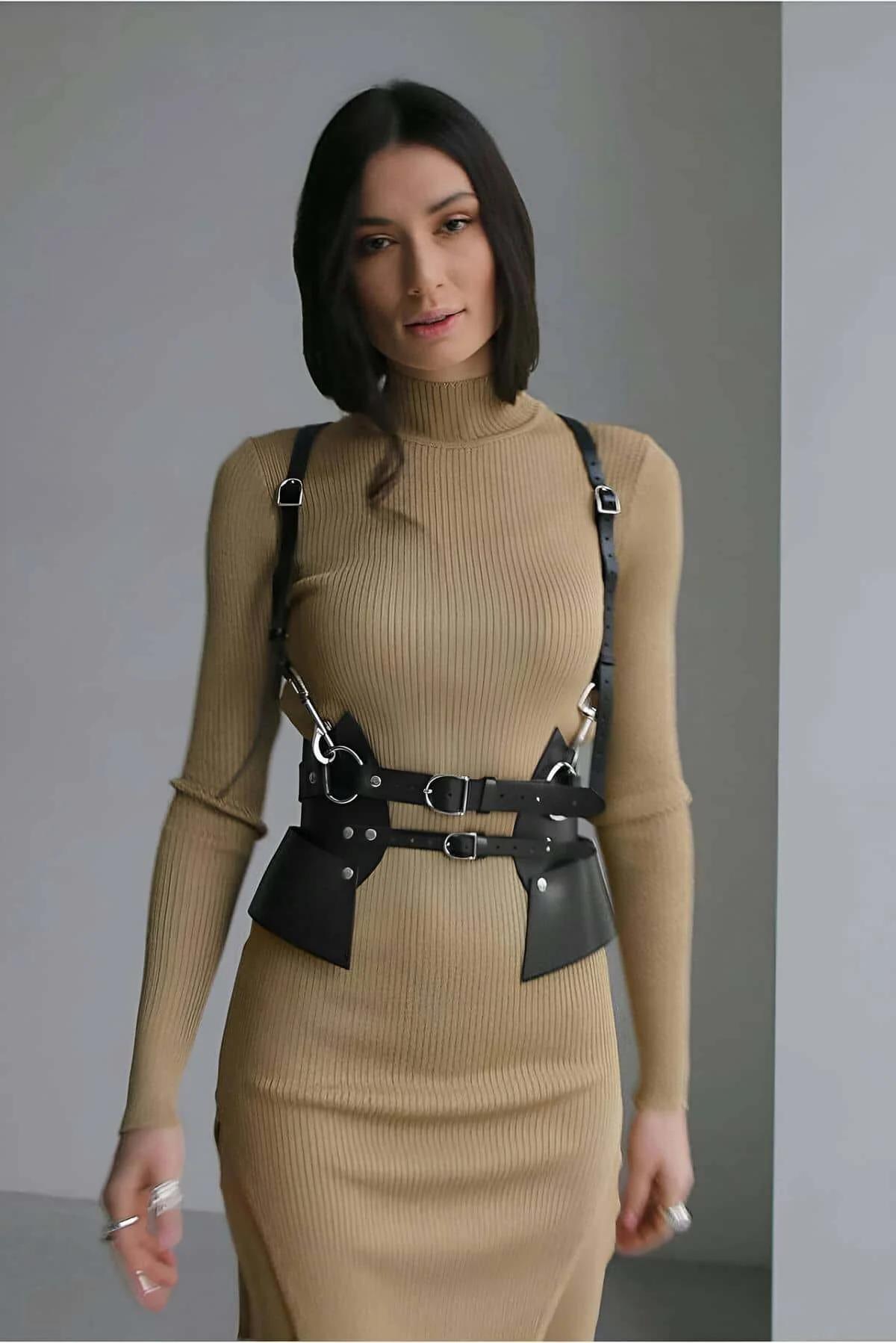 Womens Leather Body Harness Belt – Adjustable Fashion Accessory