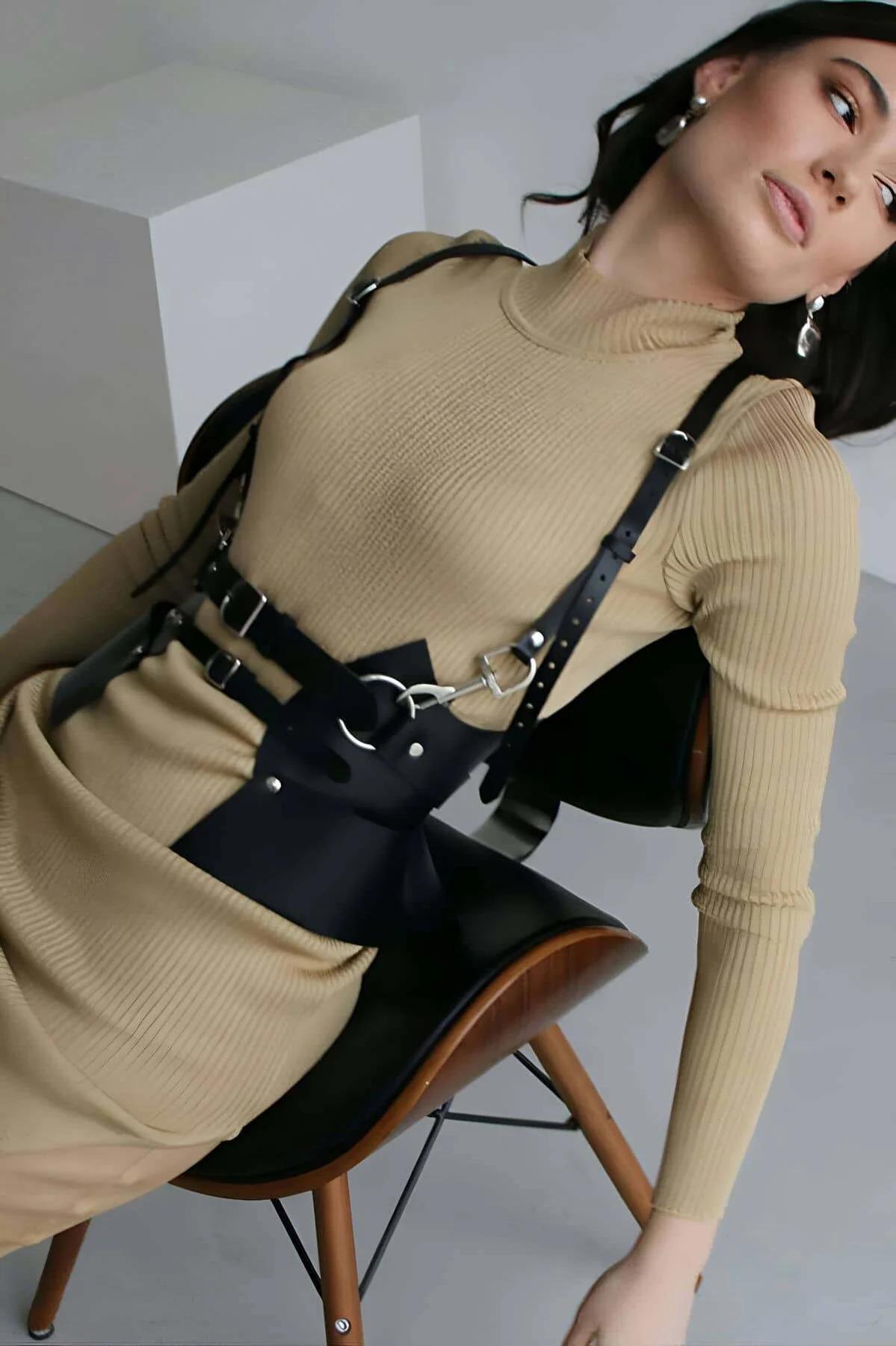 Womens Leather Body Harness Belt – Adjustable Fashion Accessory