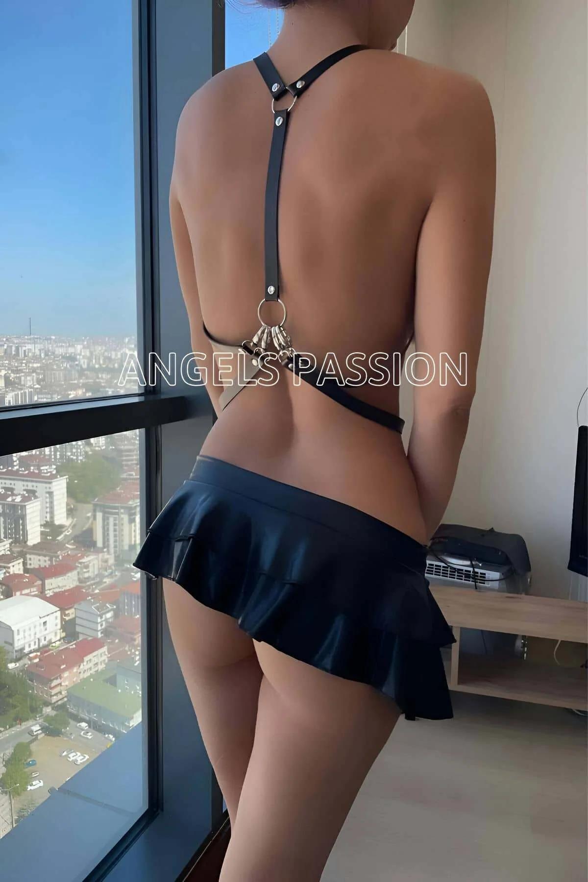 Faux Patent Leather Chest Harness with Triangle Detail