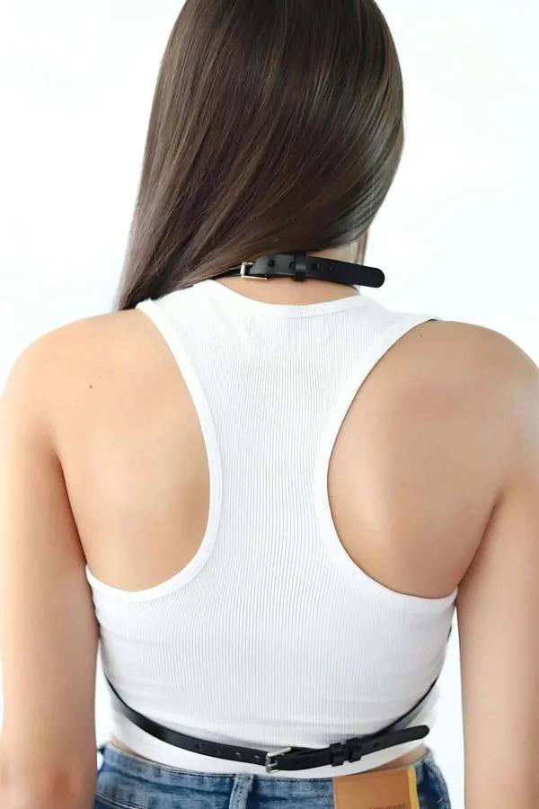 Women's Body Harness: Adjustable Leather Chest Accessory