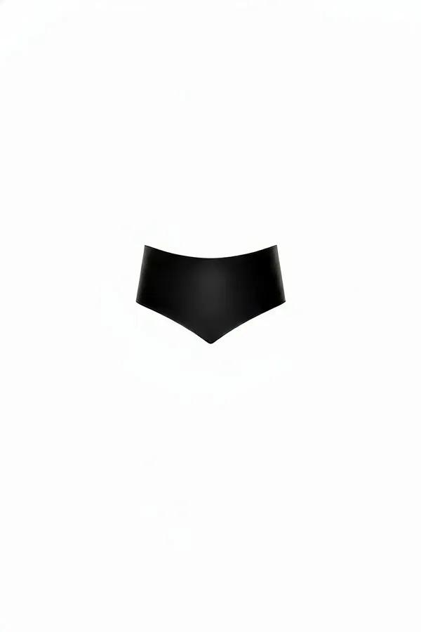 High-Waisted Faux Leather V-Cut Briefs