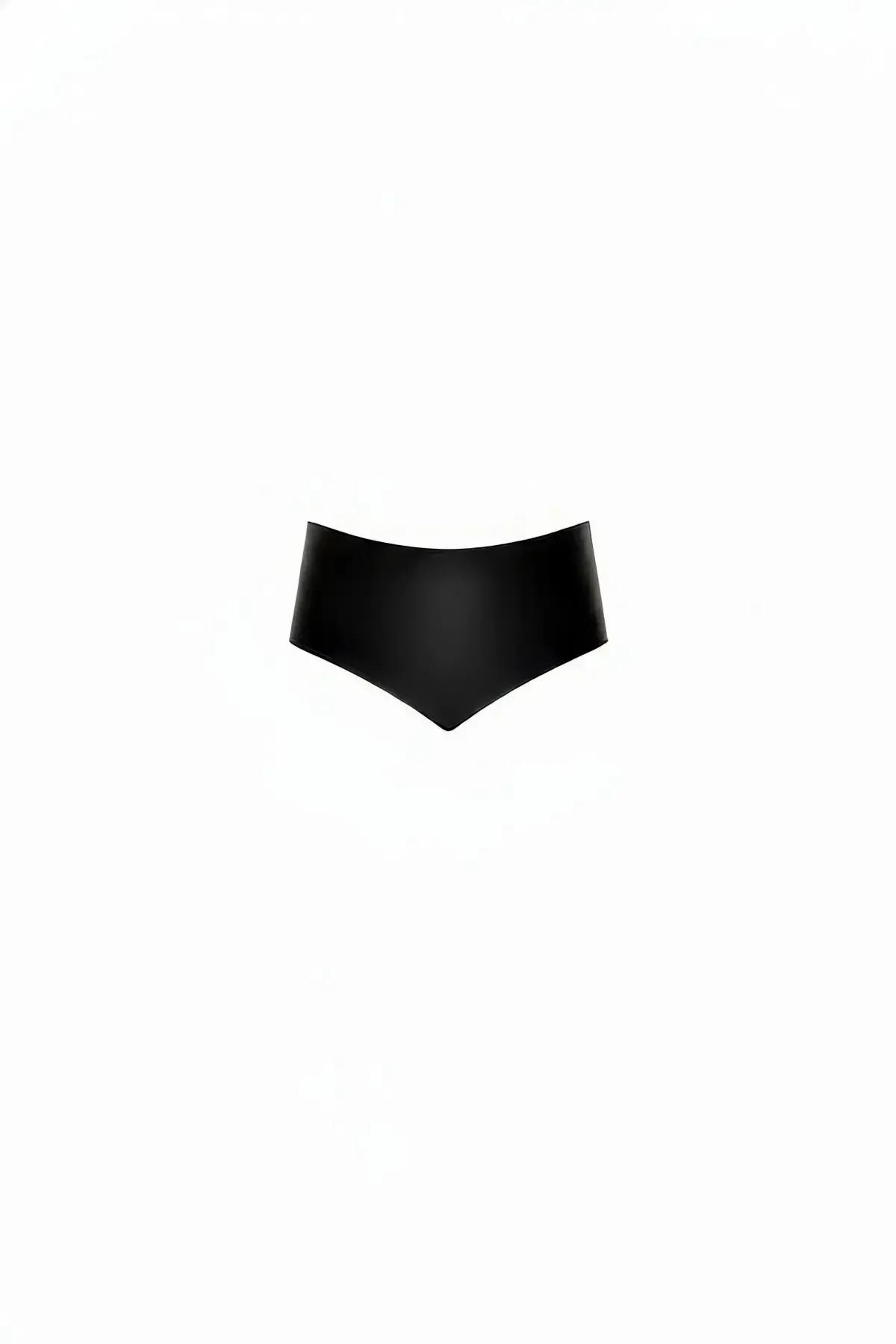 High-Waisted Faux Leather V-Cut Briefs