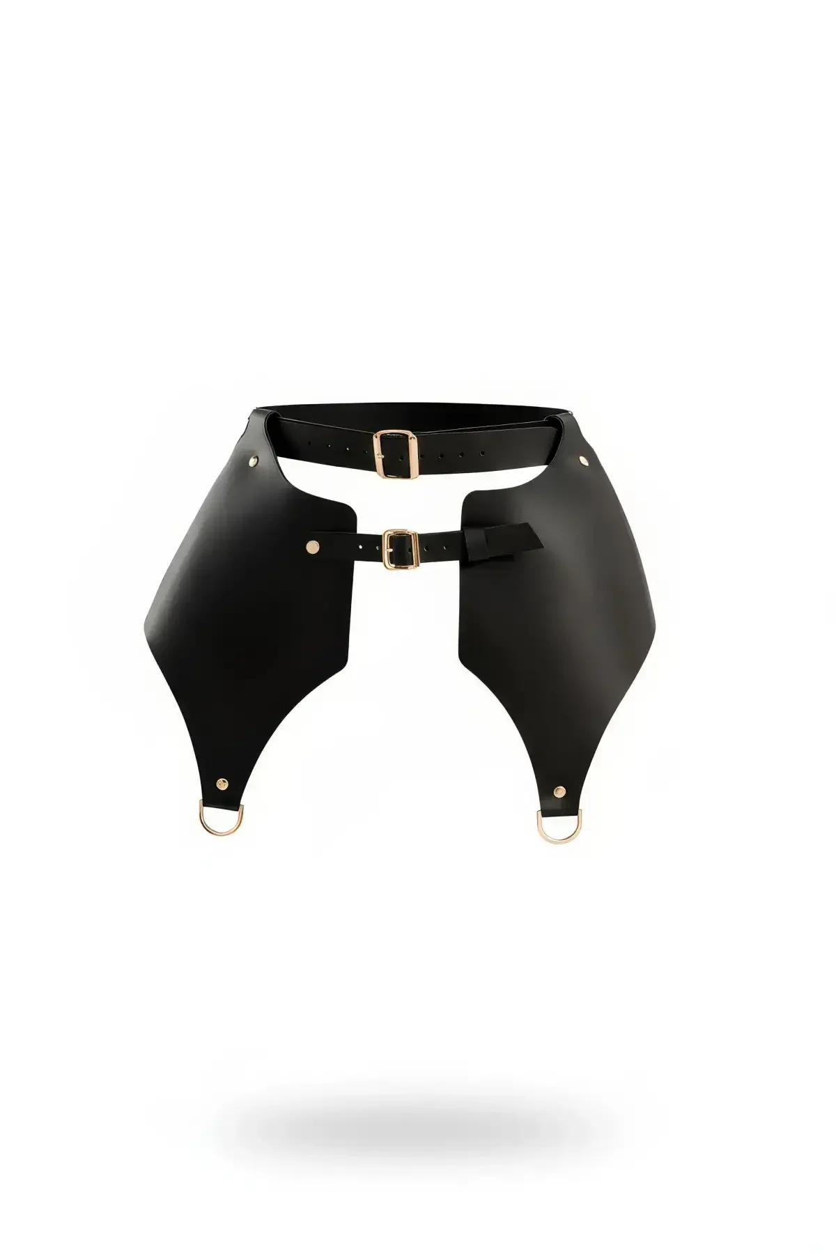 Asymmetric Panel Faux Leather Waist Harness with Double Buckles