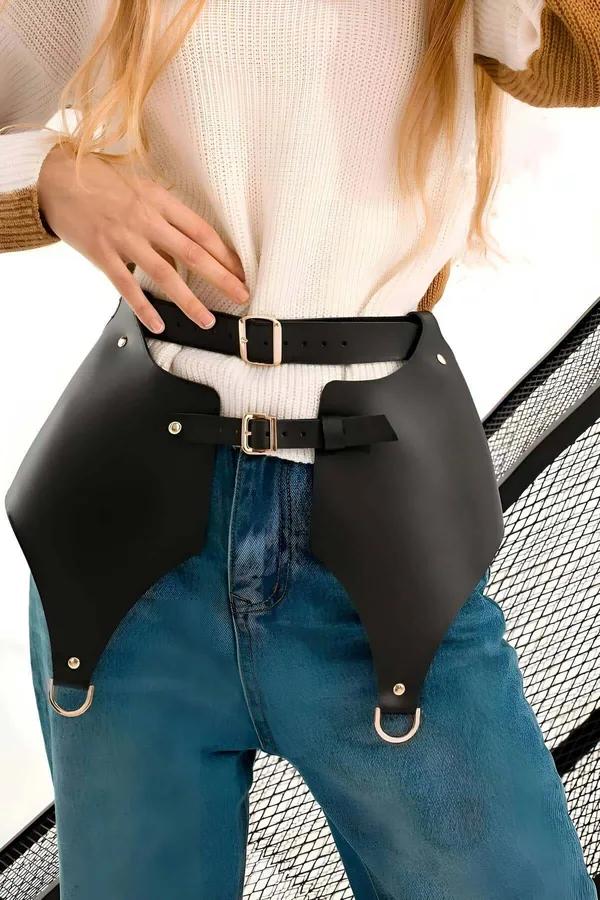 Womens Leather Skirt Harness Belt – Adjustable Waist Fashion Accessory