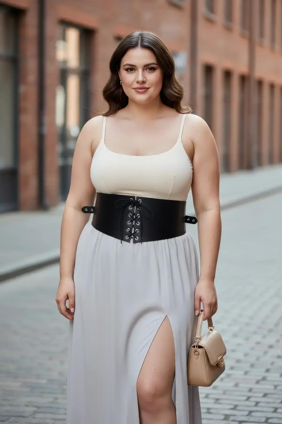 Wide Underbust Faux Leather Lace-Up Waist Cincher