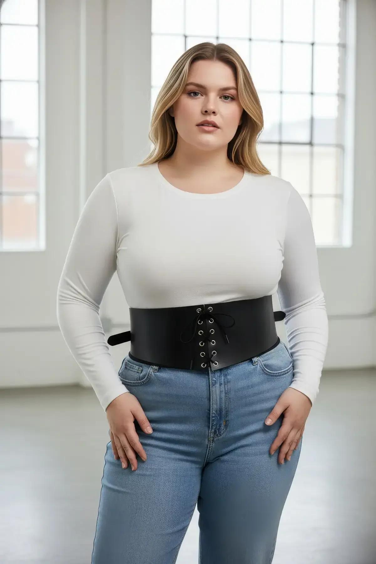 Wide Underbust Faux Leather Lace-Up Waist Cincher