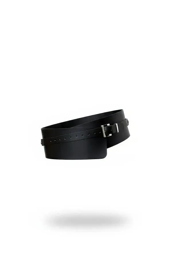 Wide Faux Leather Waist Belt with Buckle Closure
