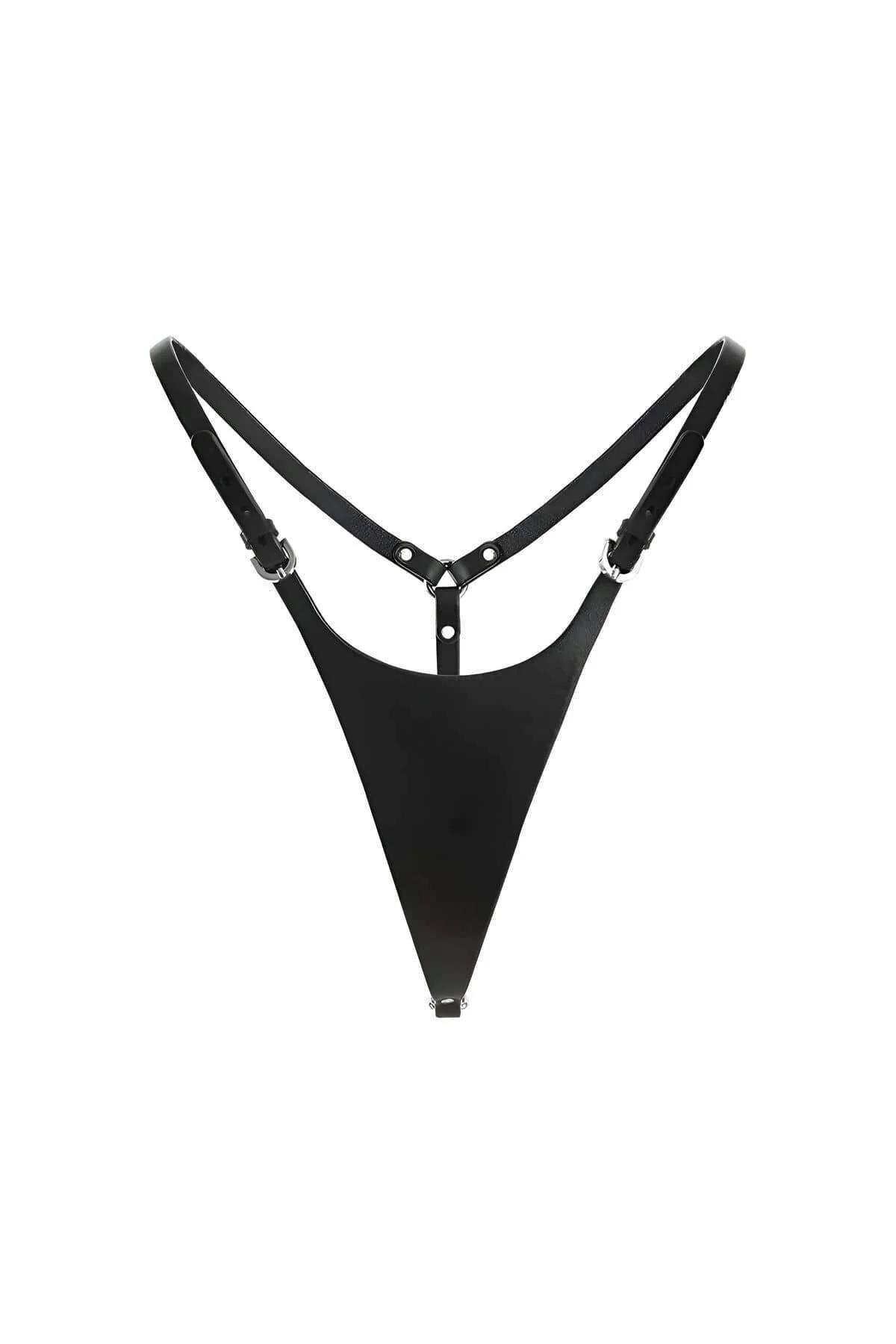 Adjustable Leather Thong Panties - Buckle Strap G-String
