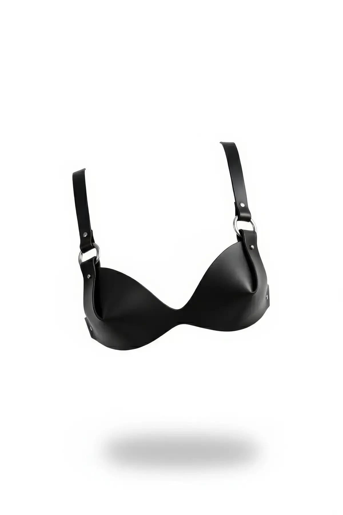 Minimalist Faux Leather Bustier Harness with O-Rings