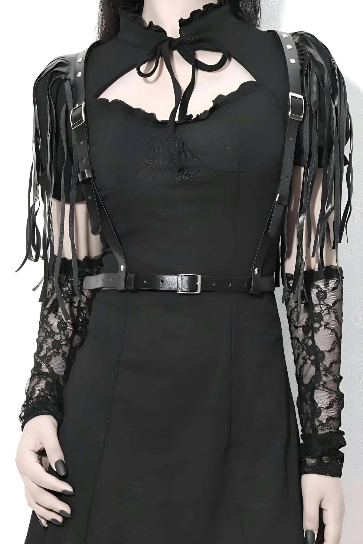 Body Harness with Fringe Shoulder Straps