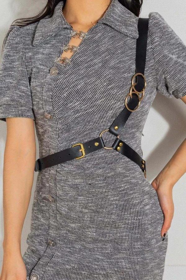 Leather Body Harness - Adjustable Chest & Waist Accessory