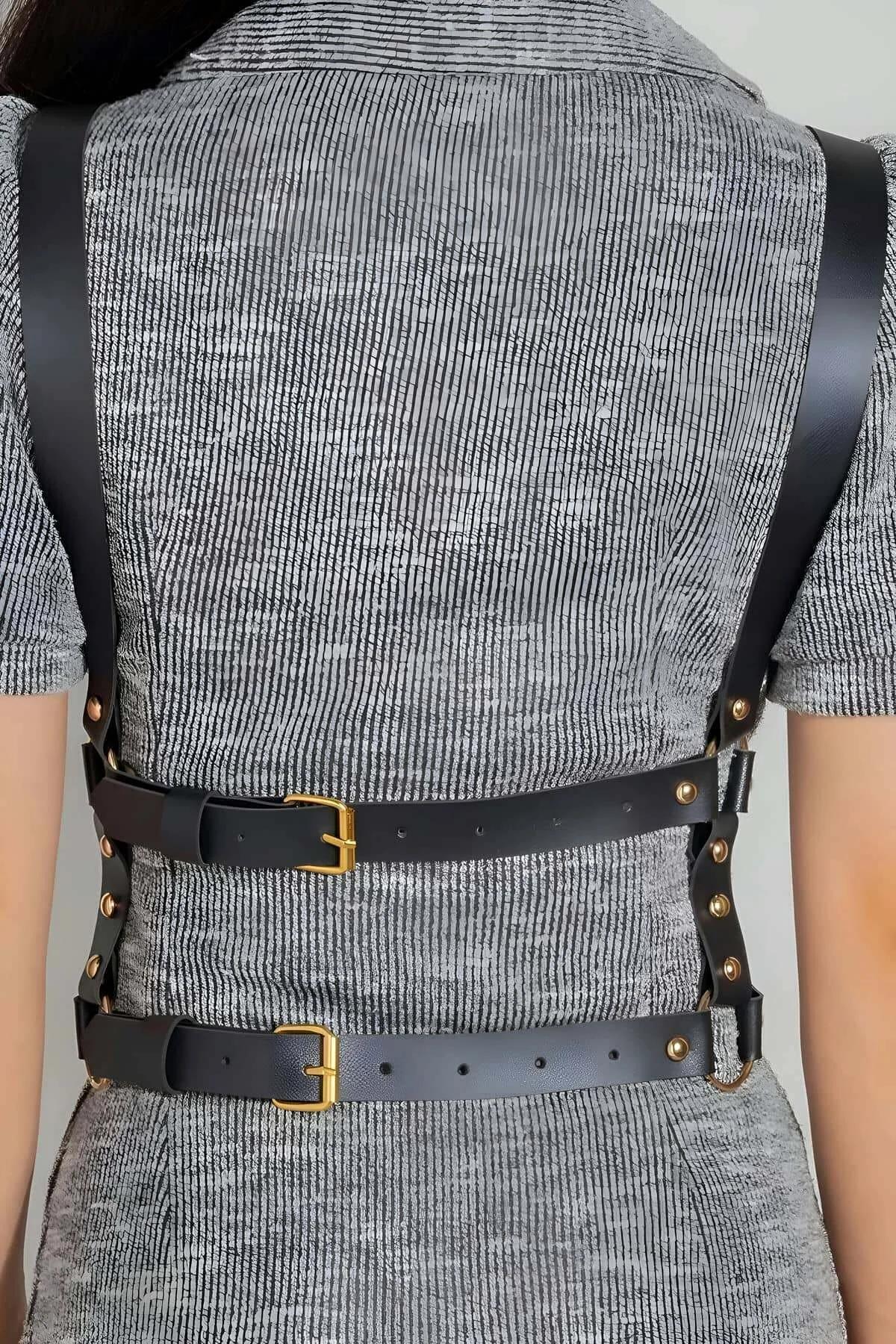 Body Harness Women's Adjustable Faux Leather Chest Waist Strappy Belt