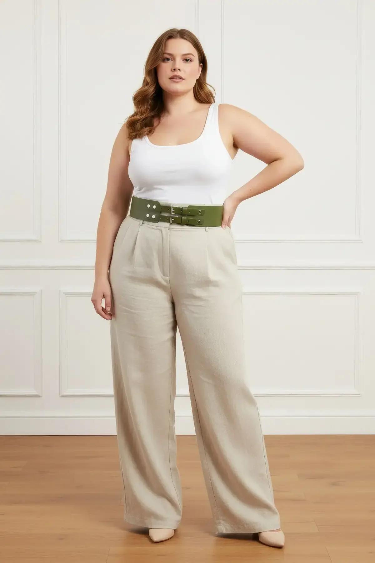 Wide Faux Leather Waist Belt Harness with Double Buckle