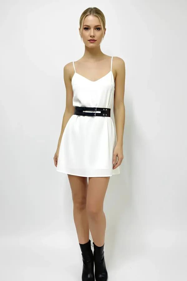 Double Buckle Waist Belt in Wide Faux Leather