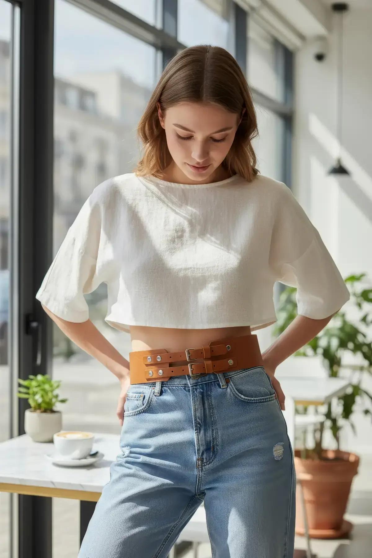 Statement Triple Buckle Wide Faux Leather Waist Belt