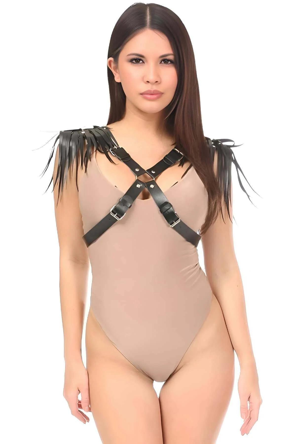 Women's Leather Tassel Shoulder Harness for Fashion